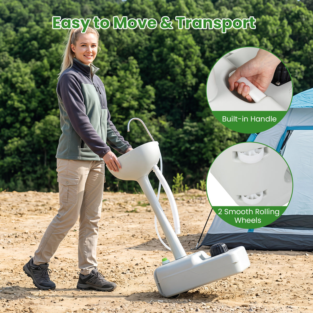Portable Foot Pump Camping Sink with 4.5 Gal Water Tank and Soap Dispenser view 7