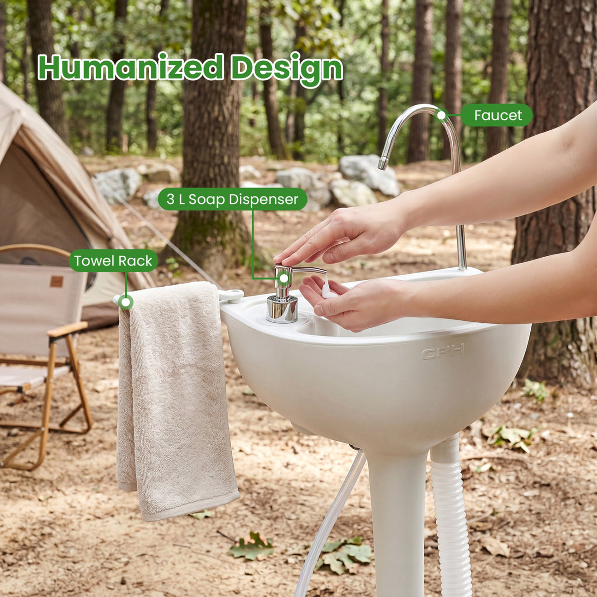 Portable Foot Pump Camping Sink with 4.5 Gal Water Tank and Soap Dispenser view 8