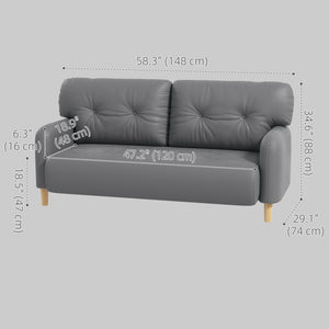 58" 2 Seat Sofa, Modern Love Seats Furniture, Upholstered 2 Seater Couch, Solid Wood Frame, Beige – view 9