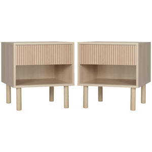 Set of 2 Bedroom Nightstands, Side Table with Storage Shelf and Drawer for Living Room, Bedroom