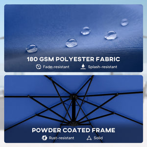 10FT Cantilever Patio Umbrella with 8 Ribs, Offset Patio Umbrella with Cover and Wind Ropes for Garden, Yard, Navy Blue