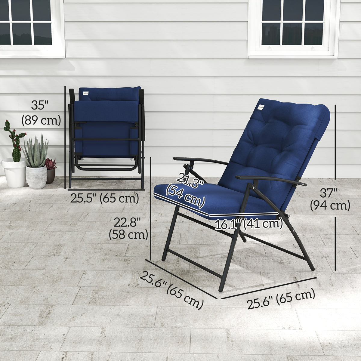 Set of 2 Outdoor Folding Chairs with Adjustable Backrest, Padded Camping Chairs for Outdoor Events, Grey – view 23