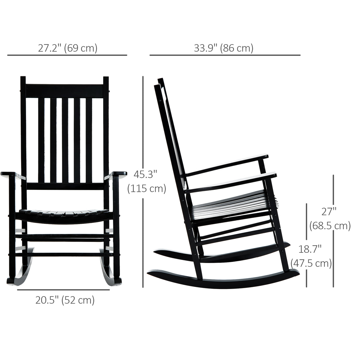 Wooden Porch Rocking Chair Outdoor Patio Rocker Garden Single Leisure Reclining Seat Armchair Natural – view 9