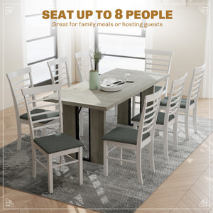 Industrial Kitchen Table for 8, 71" Rectangular Dining Table with Thick Tabletop for Dining Room, Grey Wood Finish