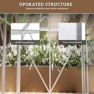 6' x 4' Walk-In Greenhouse, Polycarbonate Greenhouse with Sliding Door, Window, Aluminium Frame – view 5