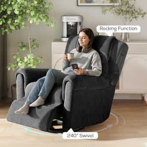 Power Recliner Chair, Fabric Upholstered Recliner Chair with USB Ports, Swivel and Rocking Function – view 5