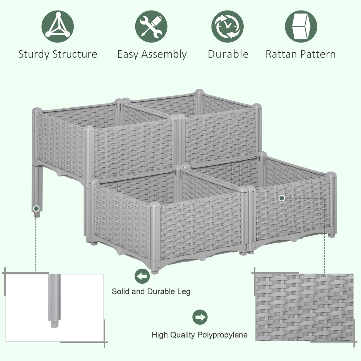 1 Piece Raised Garden Bed PP Raised Flower Bed Vegetable Herb Grow Box Stand Brown – view 31