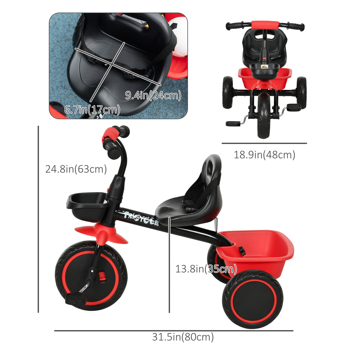 Large Kids Tricycle for Toddler 2-5 Year Old Girls and Boys, Toddler Trike Bike with Adjustable Seat – view 3