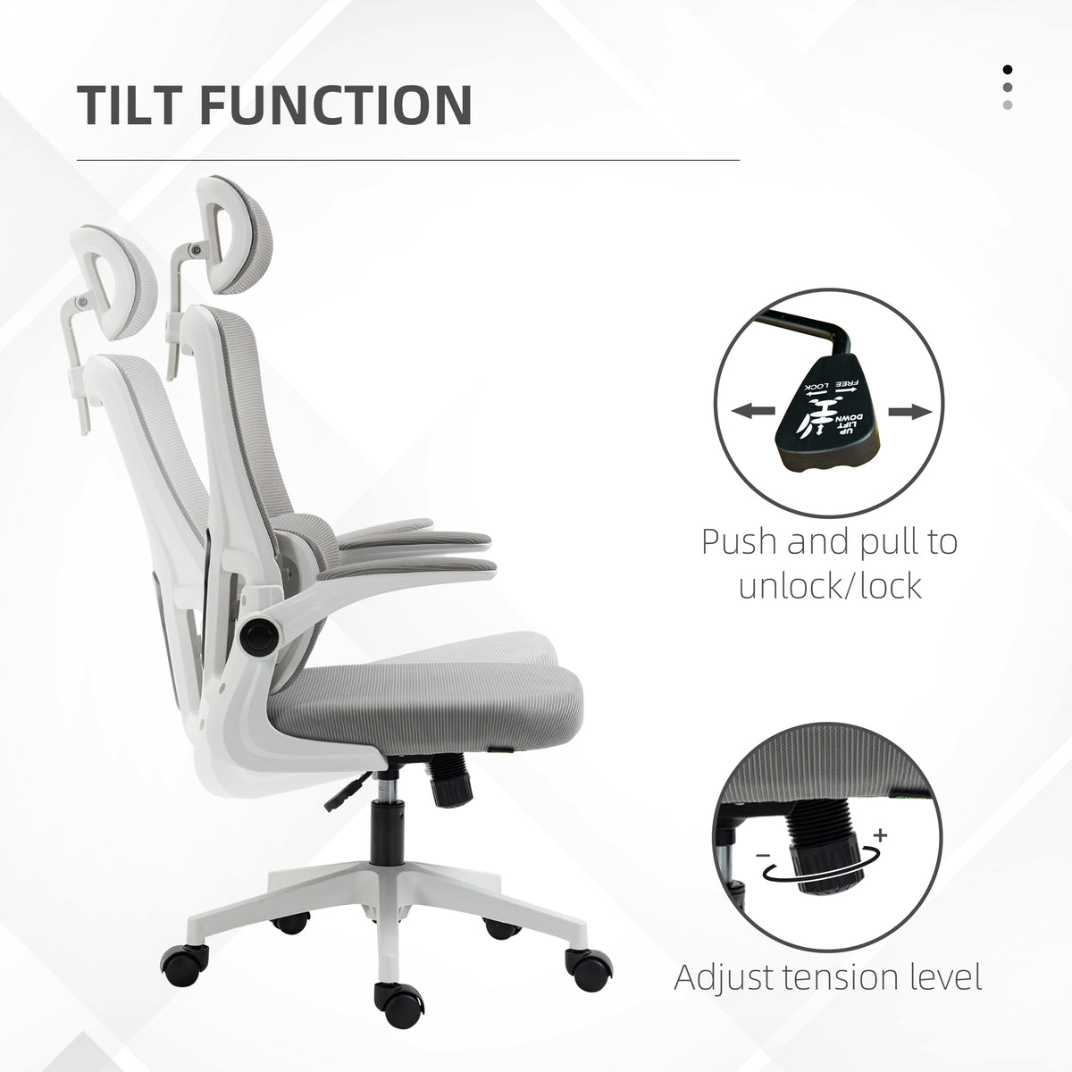 Ergonomic Office Chair, Mesh Computer Desk Chair with Adjustable Headrest, 4D Lumbar Support, Flip-up Arm – view 8