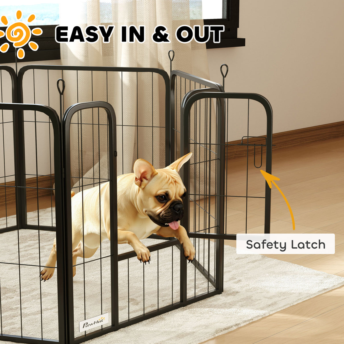 6 Panels Heavy Duty Dog Playpen Outdoor Indoor with Door & Strap, 24" Height Portable & Foldable Pet Playpen