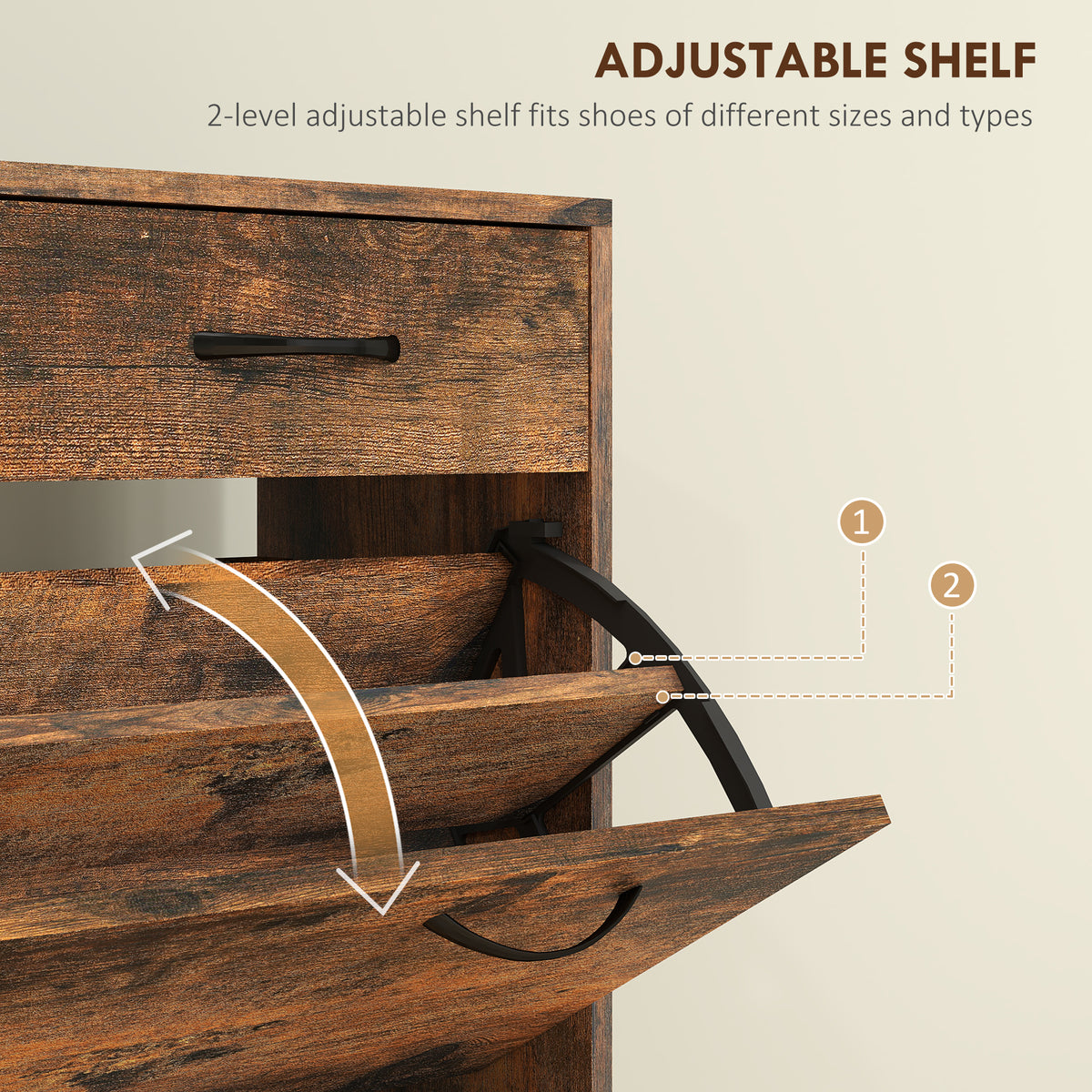 Narrow Shoe Storage with 2 Flip Drawers and Adjustable Shelves Shoe Cabinet Organizer for 12 Pairs of – view 11