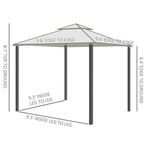 10' x 10' Patio Gazebo Pavilion, 2-Tier Roof Canopy Outdoor Event Party Tent with Steel Frame for Garden – view 9
