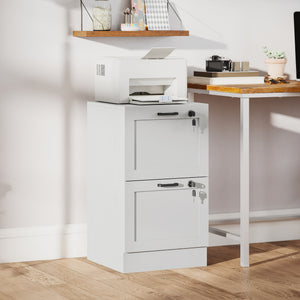 Vertical Filing Cabinet with 2 Drawers, Lock, File Cabinet for Home Office, A4 and Letter Size Files, White – view 7