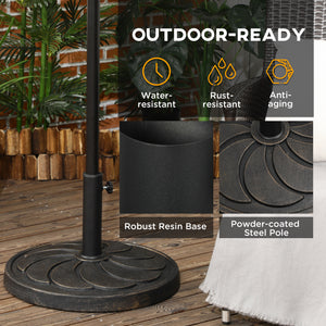 40 lb Heavy Duty Patio Umbrella Base, 21" Round Resin Market Umbrella Stand for Outdoor, Garden, Backyard, Bronze
