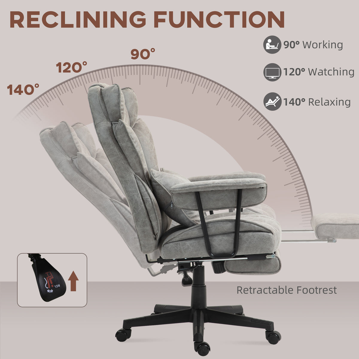 Big and Tall Office Chair with Foot Rest, 400LBS High Back Desk Chair with Padded Armrests, Lumbar Support – view 13