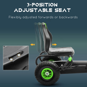 Pedal Go Kart w/ Adjustable Seat, Rubber Wheels Shock Absorb, Green