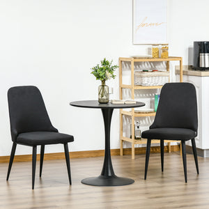 Modern Dining Chair Set of 2, Fabric Upholstered Side Chairs for Kitchen Living Room with Metal Legs, Black