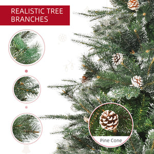 HOMCM 6FT Artificial Christmas Snow Pine Tree Holiday Home Xmas Decoration with Automatic Open, Pinecone