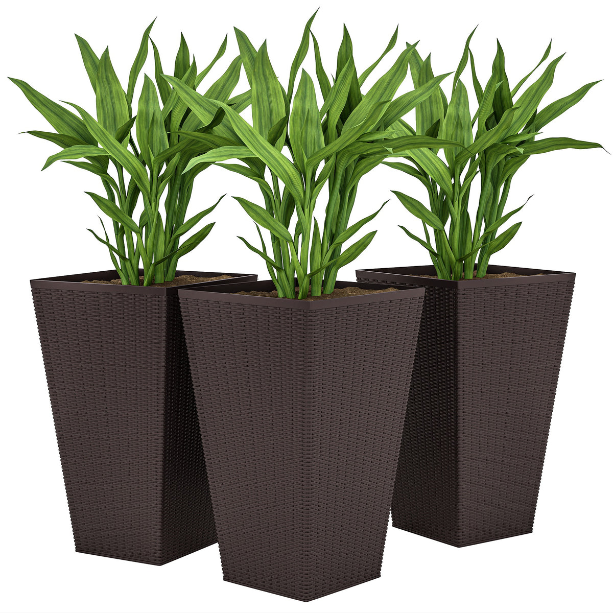 Set of 3 Tall Plant Stand, Outdoor & Indoor Flower Pot Set for Front Door, Entryway, Patio and Deck, Black – view 8