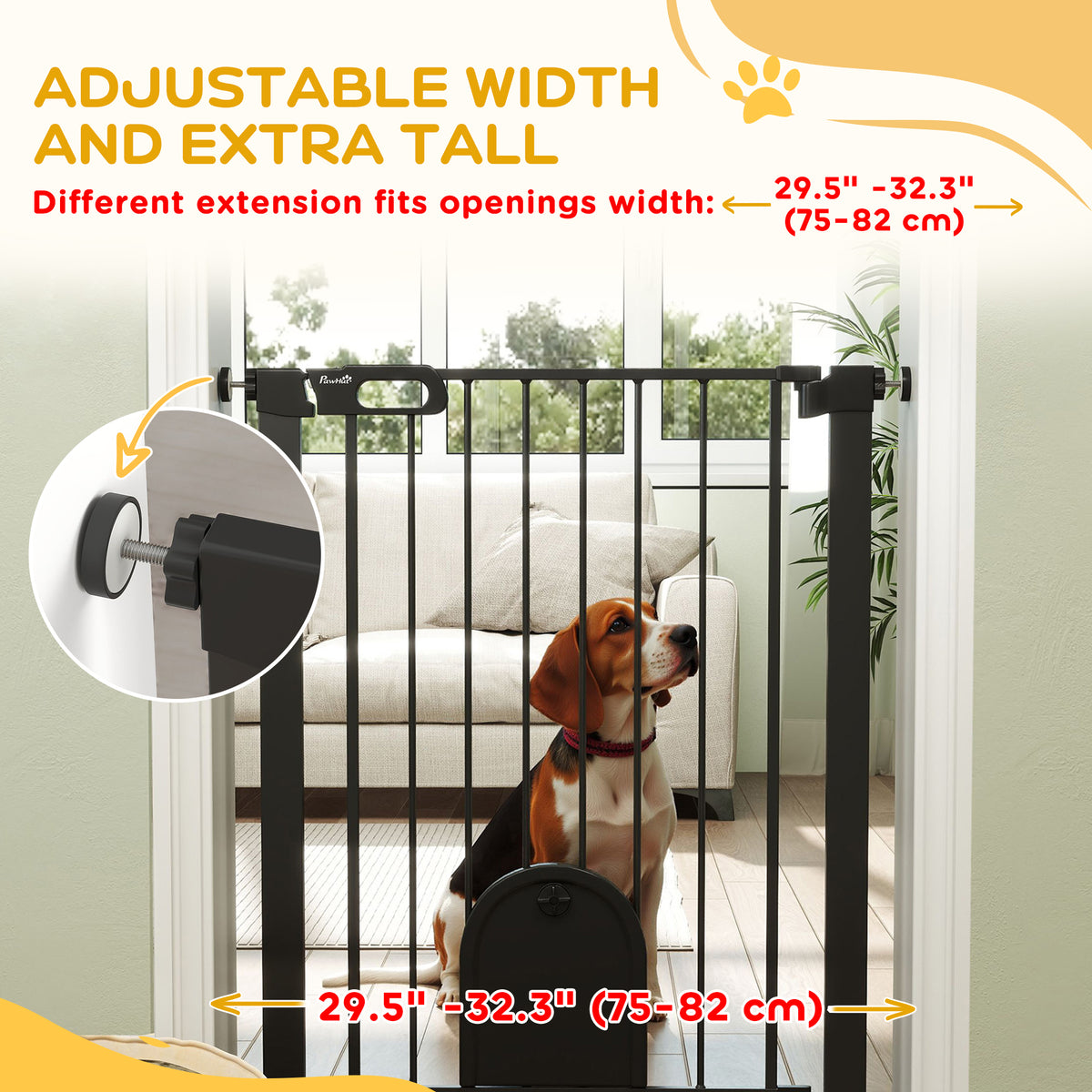 30"-52" Extra Wide Pet Gate Barrier with Small Door, 30"H Dog Gate with Safety Gate Barrier – view 21