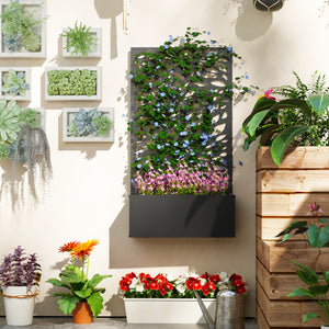 Metal Raised Garden Bed with Privacy Panel, Freestanding or Wall Mounted Outdoor Planter Box for Garden, Patio