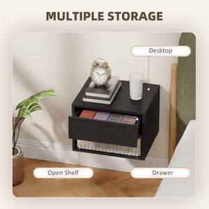 Floating Nightstand Set of 2, Wall Mounted Bedside Table with Drawer for Bedroom Black – view 6