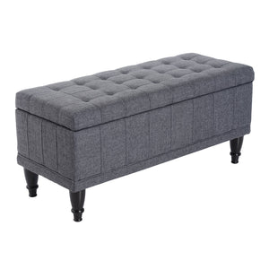 Storage Ottoman, Linen Fabric End of Bed Bench with Soft Close Lid – view 2
