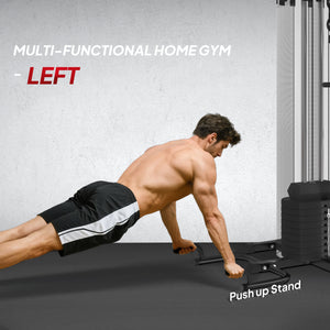 Soozier Multi Home Gym Equipment, Workout Station with Sit up Bench, Push up Stand, Dip Station, 143lbs Weights