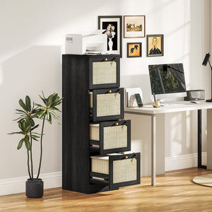 2 Drawer Filing Cabinet with Lock, Boho File Cabinet for A4 Letter Size Files with Decorative Rattan – view 35