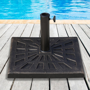 18.5" Square Patio Umbrella Base, Outdoor Resin Parasol Stand Market Umbrella Holder Deck - Bronze