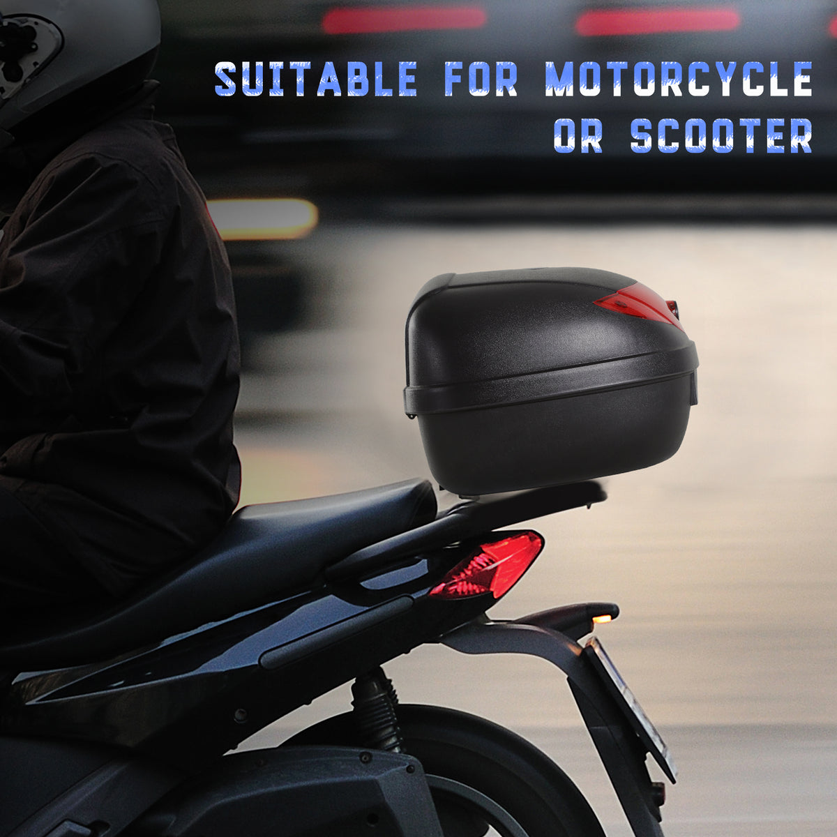 Detachable Scooter Motorcycle Trunk Top Case 24L Tour Luggage Box Tail Carrier Lockable Black