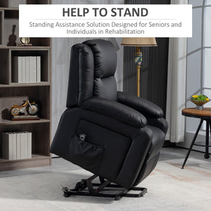 Lift Chair for Seniors, PU Leather Upholstered Electric Recliner Chair with Remote, Side Pockets – view 3