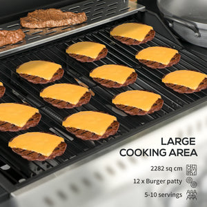 40,000 BTU Propane Gas Grill BBQ Cart with 4 Main Burners, 1 Side Burner, with Warming Rack – view 10
