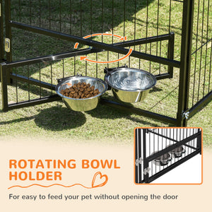 4.6' x 4.6' x 5' Outdoor Dog Kennel with Canopy, Rotating Bowls, Coffee – view 5