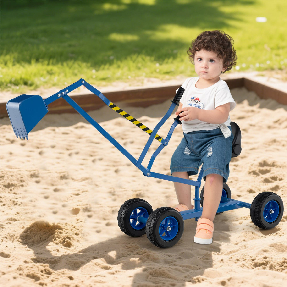 Sand Digger for Kids with 2-Handed Controls and Flexible Shovel-Blue view 2