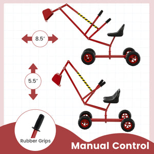 Sand Digger for Kids with 2-Handed Controls and Flexible Shovel-Red view 5