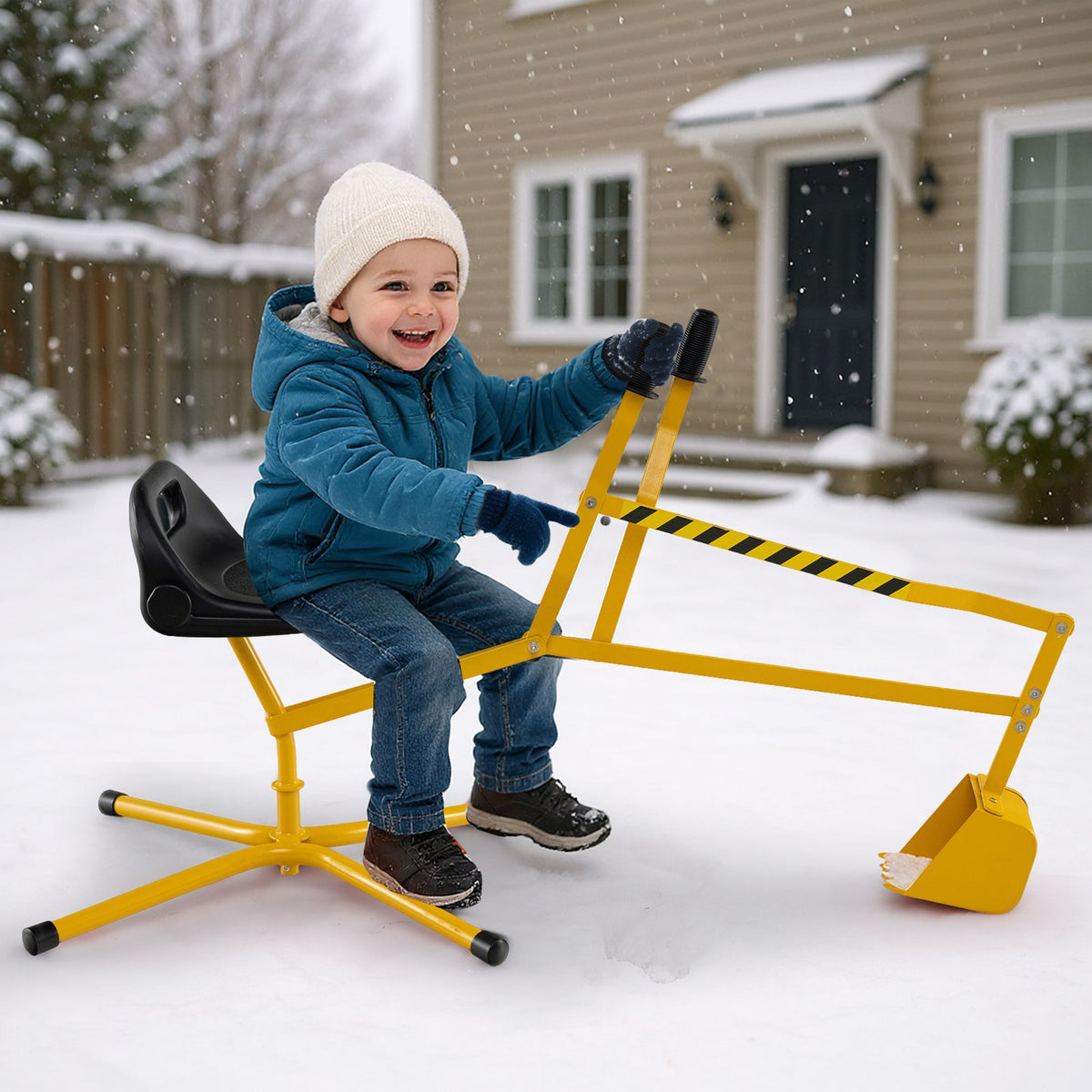 Sand Digger with 2-Handed Controls and Flexible Shovel for 3+ Years Old Kids-Yellow view 2
