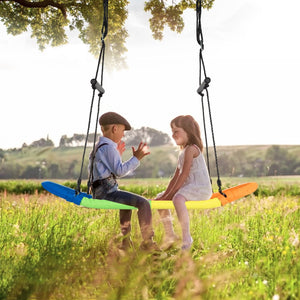 Saucer Tree Swing Surf Kids Outdoor Adjustable Oval Platform Set with Handle-Multicolor view 7