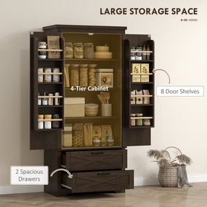 Farmhouse Kitchen Pantry Storage Cabinet, 64" Freestanding Kitchen Pantry Cabinet with Drawers – view 11