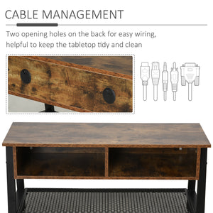 Industrial TV Stand, TV Console Table for TV up to 45'' Flat Screen, Entertainment Center for Living Room, Bedroom, Rustic Brown