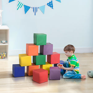 Soozier 12 Piece Soft Play Blocks Soft Foam Toy Building And Stacking Blocks - Multicolours