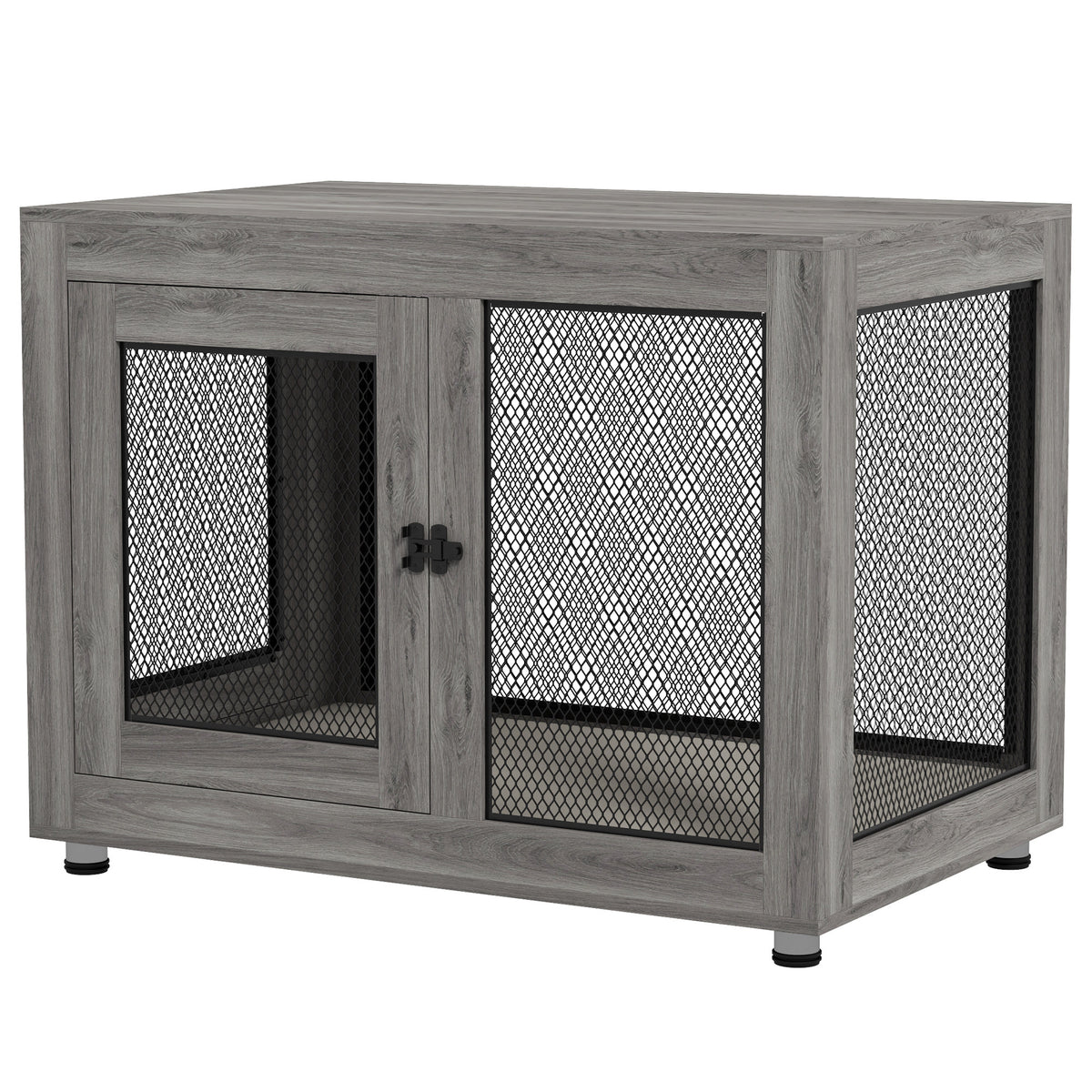 Pet Crate End Table with Water-resistant Cushion or Large Medium Dogs, Black – view 15