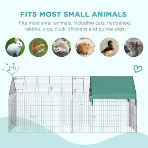 Pet Playpen with Roof, Metal Guinea Pig Cage, Rabbit Pen, Chicken Coop Run, Catio Cat Enclosure with Cover, Doors, Indoor Outdoor for Small Animals, 87" x 41" x 41", Cream