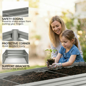 8'x2'x1' Galvanized Raised Bed, Large Elevated Planter Box for Growing Flowers, Herbs and Vegetables – view 34