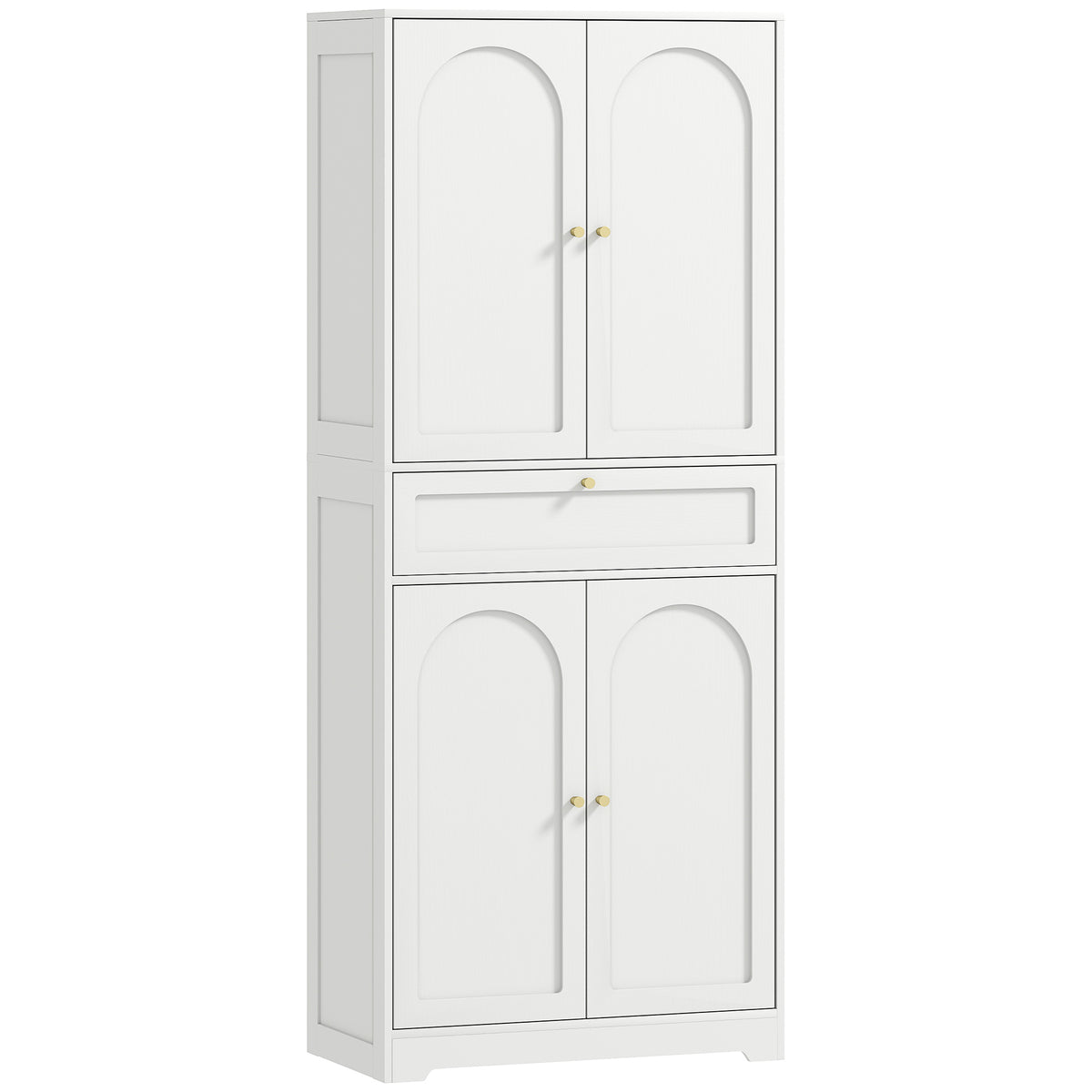 72.4" Tall Kitchen Pantry Cabinet, Modern Freestanding Storage Cabinet with Shaker Doors and Adjustable Shelves, White