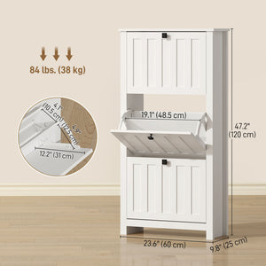 Slim Shoe Cabinet with 3 Flip Drawers, Shoe Storage Cabinet with Adjustable Shelves for Entryway – view 2