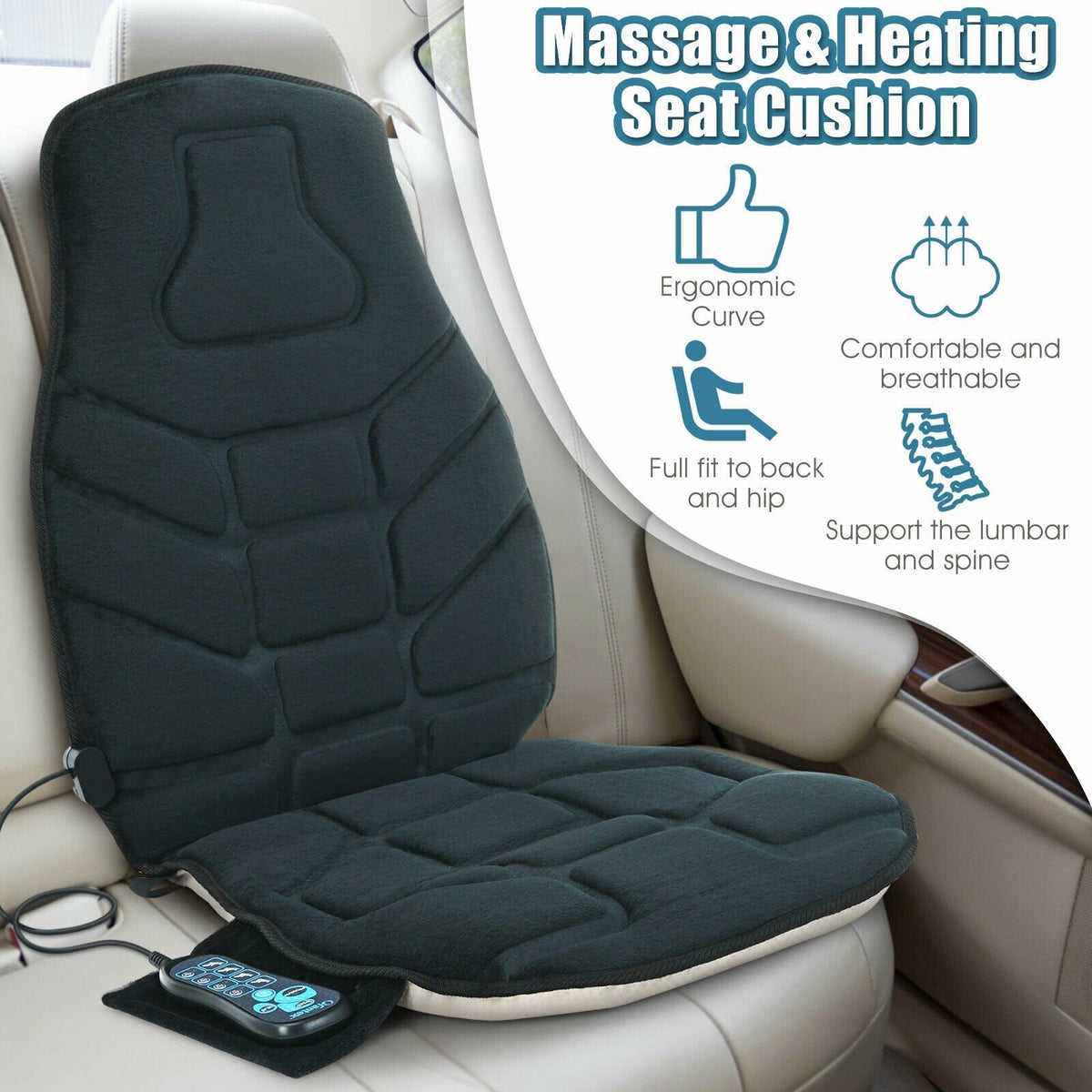 Seat Cushion Massager with Heat and 6 Vibration Motors for Home view 8