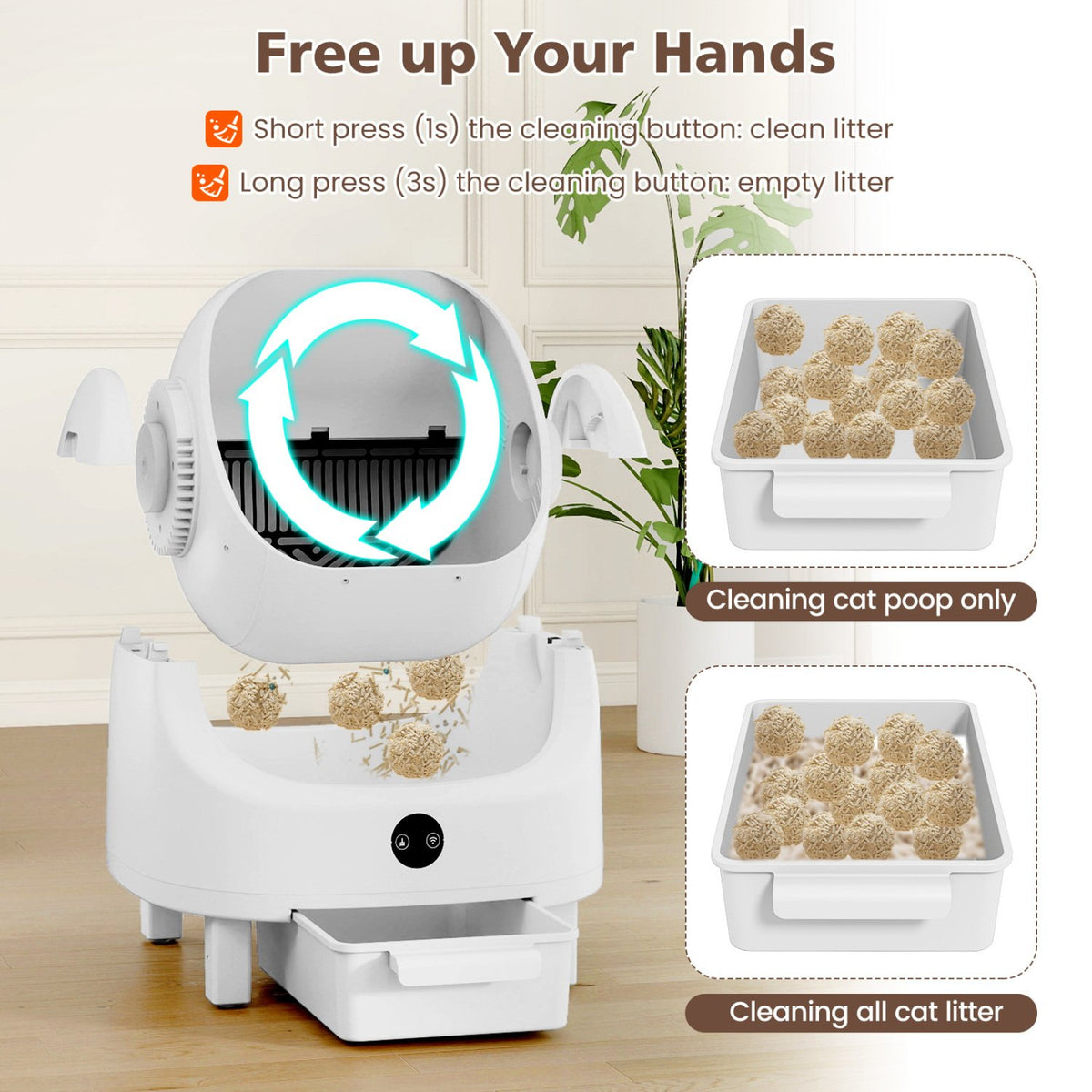 Self-Cleaning Open-Top Cat Litter Box with APP Control for Multi-Cat view 5
