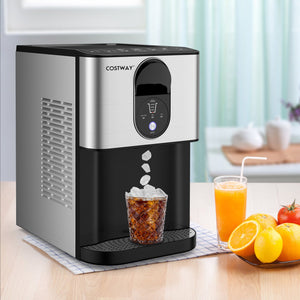 Self Dispensing Nugget Ice Maker Countertop with Soft Chewable Pellet Ice Cubes-Silver view 2