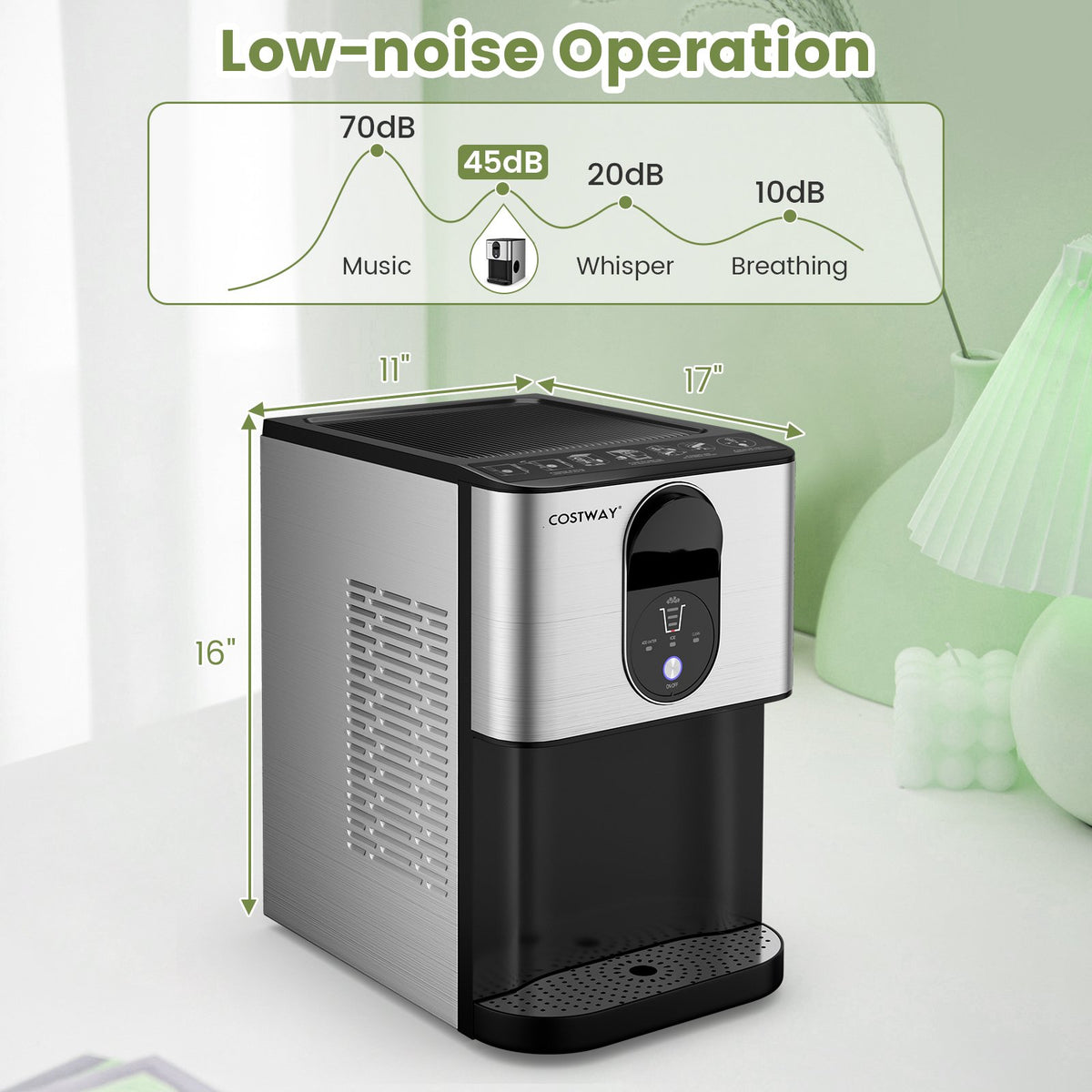 Self Dispensing Nugget Ice Maker Countertop with Soft Chewable Pellet Ice Cubes-Silver view 3
